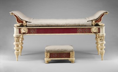 Sofá y taburete con tallas de hueso e incrustaciones de vidrio, c.100 d.C. de Roman